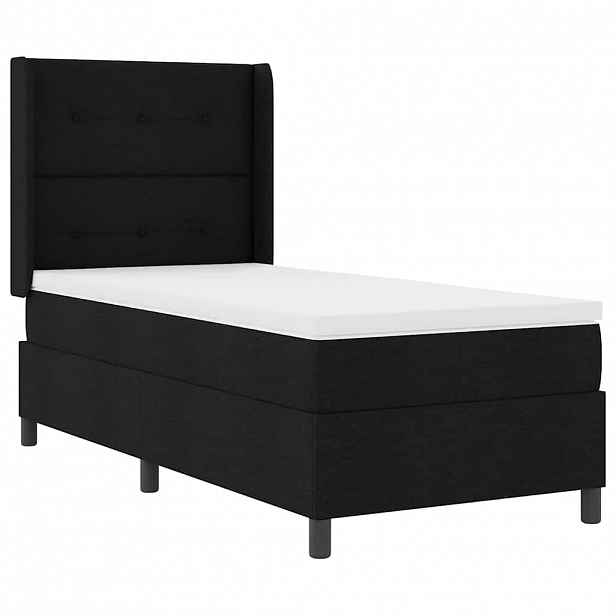 vidaXL LED box pružinová postel s čelo Černá 100 x 200 cm textil