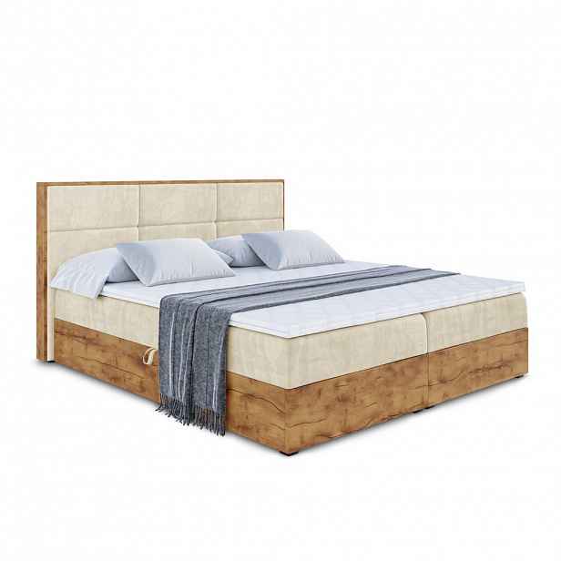 ALTDECOR AMERICKÁ postel s matrací H4 a lamelovým roštem – LOLLI1 – 200 x 200 – béžová