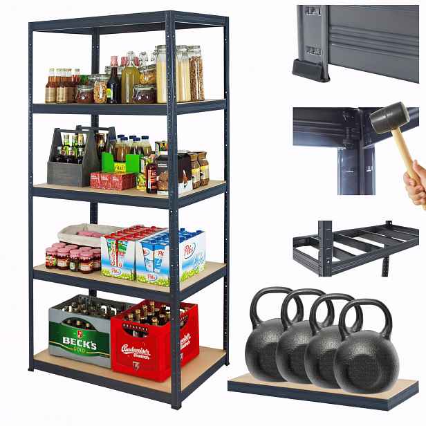 Kovový skladový regál Premium Helios 213x110x50 cm 5Px400 kg Pevný