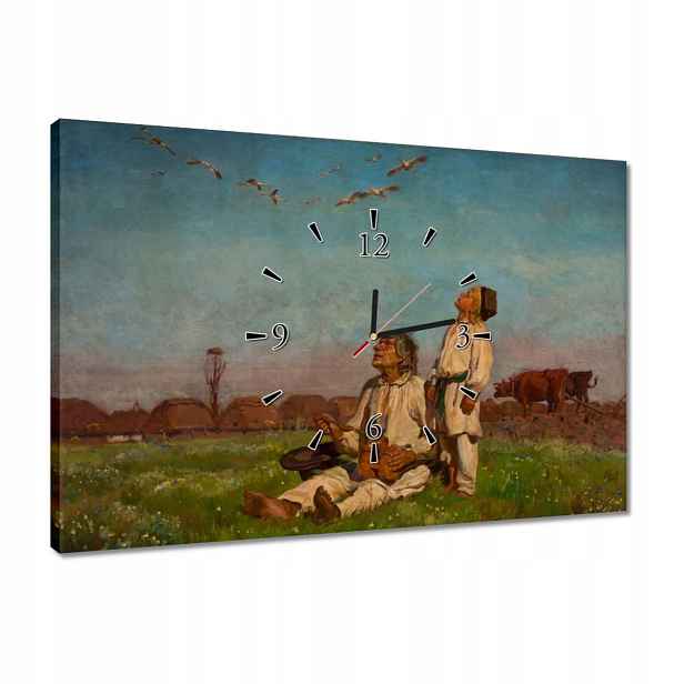 Hodiny 60x40 Józef Chełmoński Čápi