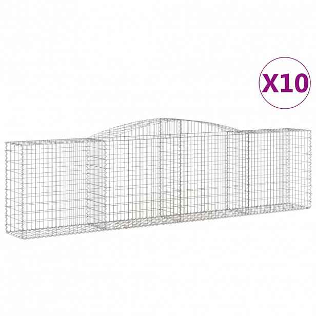 vidaXL Klenuté gabionové koše 10ks 400x50x100/120cm pozinkované železo