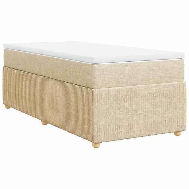 vidaXL Box spring postel s matrací krémová 90x200 cm textil