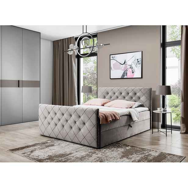 Boxspringová postel LENKA - 120x200, cappucino + topper ZDARMA