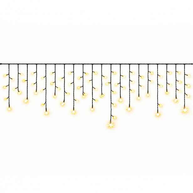 Easy Fix venkovní LED rampouchy, světelné, 300 × 50 cm, teple bílá s FLASH, 114 diod, černý kabel, IP67, prodlužovací