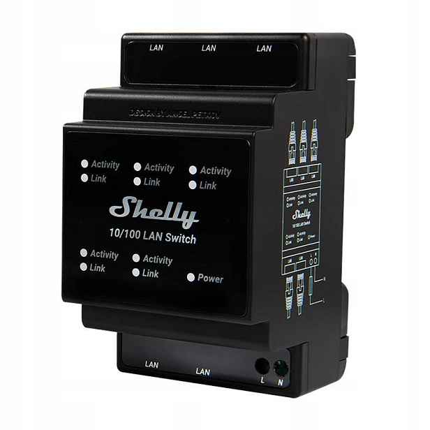 Ethernetové Shelly 5-PORTOVÝ Přepínač