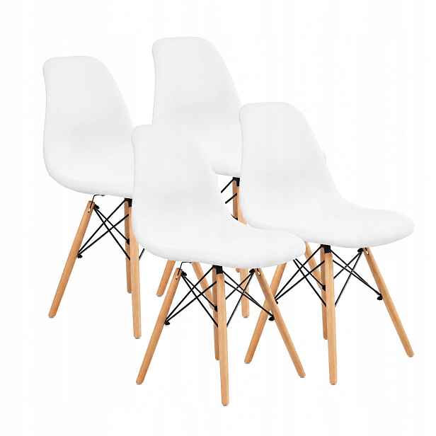 Furnify Křeslo Eira 4 ks čalouněné dřevěnými nohami Bílé
