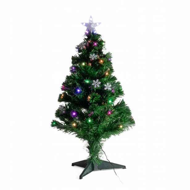 Umělý Vánoční Stromek S Led Osvětlením 90 CM Plast Zelený