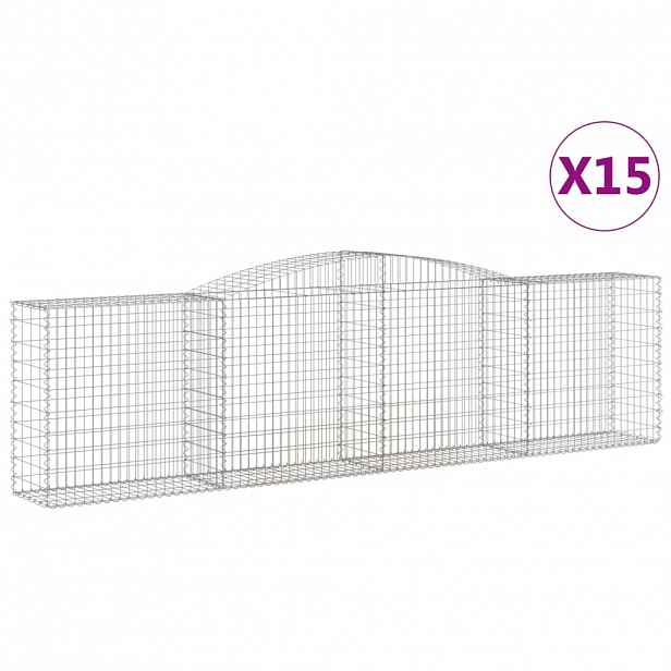 vidaXL Klenuté gabionové koše 15ks 400x50x100/120cm pozinkované železo