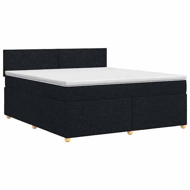 vidaXL Postel boxspring s matrací s čelo Černá 180 x 200 cm Textil
