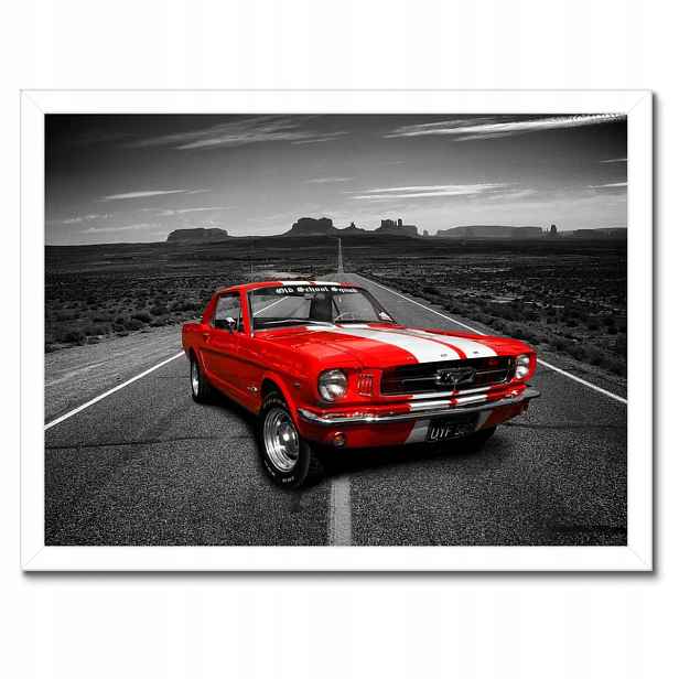 Plakáty v rámu 40x30 Červený Ford Mustang