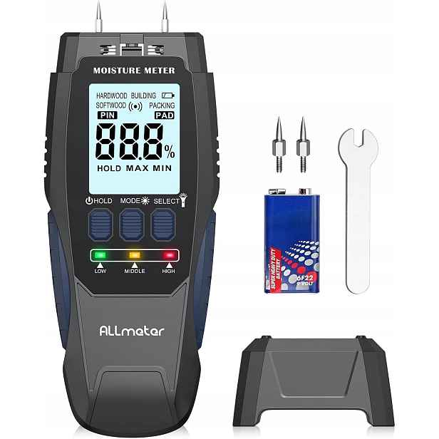 Nástěnný Vlhkoměr Allmeter Pro Betonu Dřevo