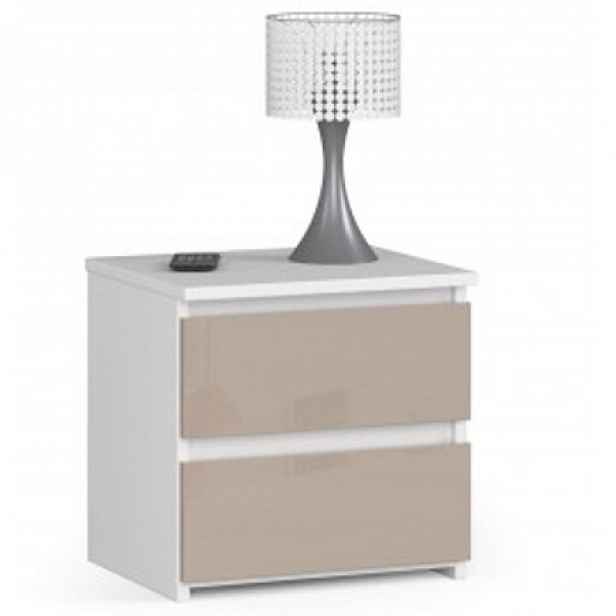 Noční stolek CL2 - bílá/cappuccino lesk