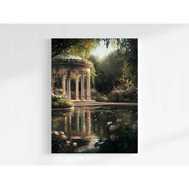 Plakát Krajina Zahrada Park Altán Rybník Květiny Růže 75x100