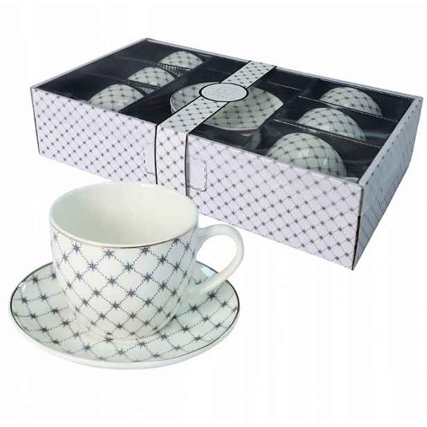 Porcelánové prošívací šálky 6+6 250 ml premium porcelán šálek