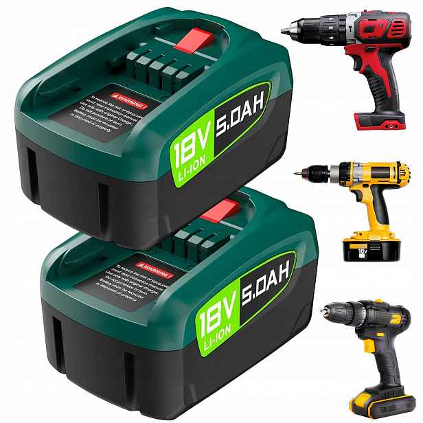 Univerzální Akumulátor Pro Elektrické Nářadí 18V 5AH Pro Mnoho Nástrojů 2KS