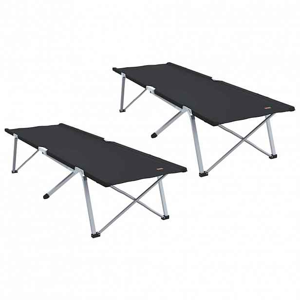 vidaXL Skládací kempingová postel 2 ks Černá 194 x 62,5 x 42,5 cm