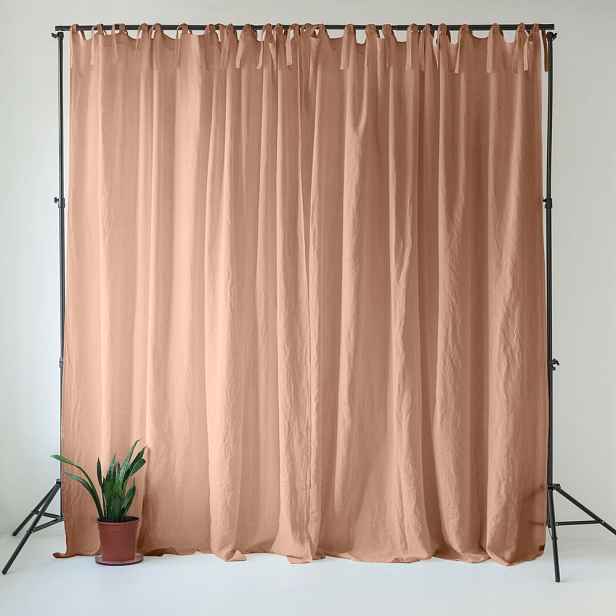 Růžový/hnědý lněný závěs 140x250 cm Cafe Creme – Linen Tales