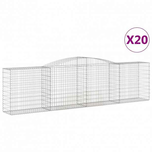 vidaXL Klenuté gabionové koše 20ks 400x50x100/120cm pozinkované železo