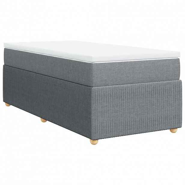 vidaXL Box spring postel s matrací světle šedý 100 x 200 cm textil
