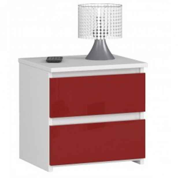 Noční stolek CL2 - bílá/červená lesk