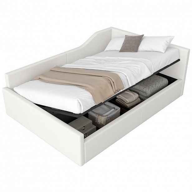 OKWISH DENNÍ postel 140/200 cm béžová z MDF a překližky s úložným prostorem
