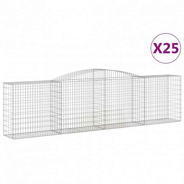 vidaXL Klenuté gabionové koše 25ks 400x50x100/120cm pozinkované železo