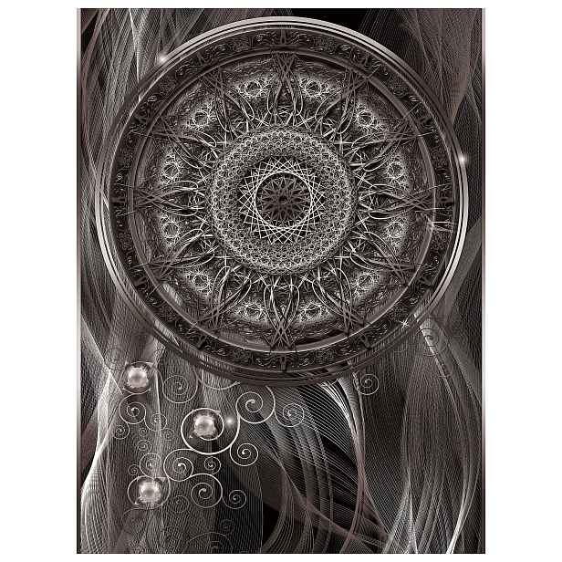 Fototapeta Stříbrný ornament Mandala Abstrakt Šedá Vinyl 184x254 lepidlo