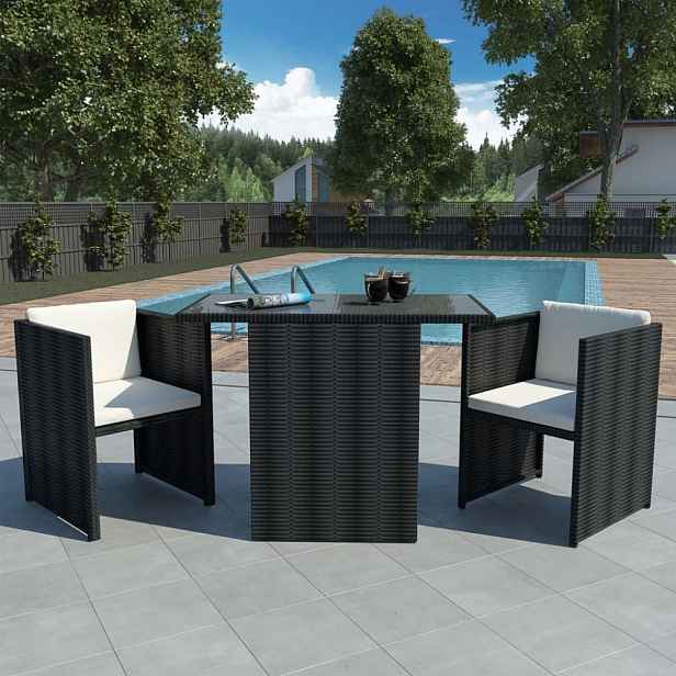 Zahradní bistro set polyratan 3 ks Černá