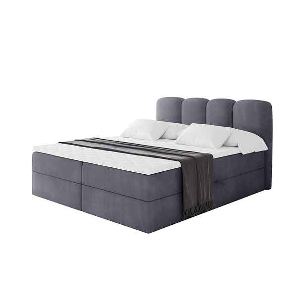 ALTDECOR KONTINENTÁLNÍ POSTEL s matrací H3 - NINA - 120x200 cm Tmavě šedá