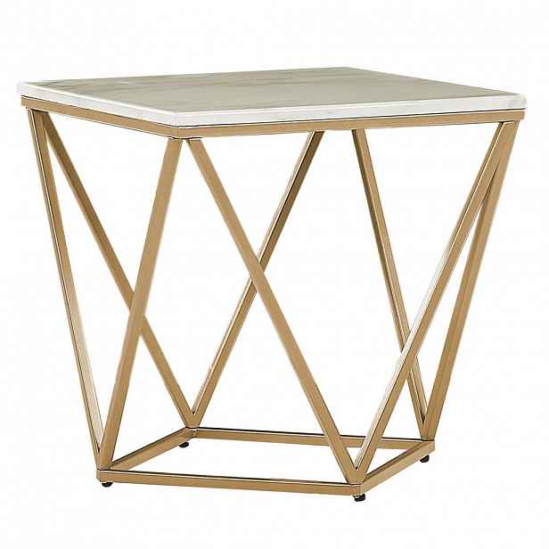 Beliani PŘÍSTAVNÝ STOLEK béžový/zlatý Mramor Look čtvercový 50/50 cm Malibu