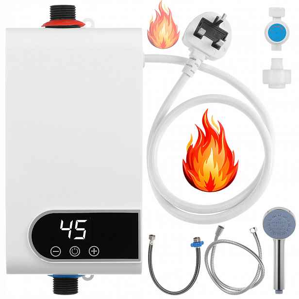 Elektrický Průtokový Ohřívač Vody Pro Sprchu S LCD Displejem A Úsporou Energie