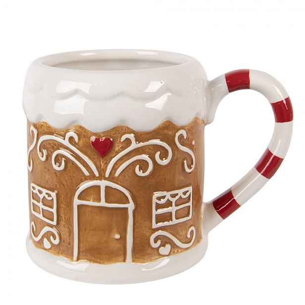 Hnědý hrnek perníková chaloupka Gingerbread - 14*10*10 cm / 350 ml Clayre & Eef