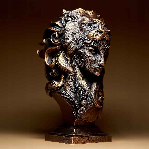 Lev Znamení zvěrokruhu Žena Fantasy Figurka Soška Dekorace 3D tisk 15 cm