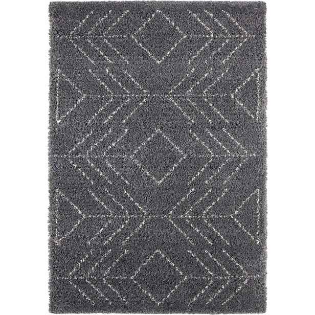 Šedo krémový hrubý koberec shaggy do obývacího pokoje, vzor boho 120 x 170 cm
