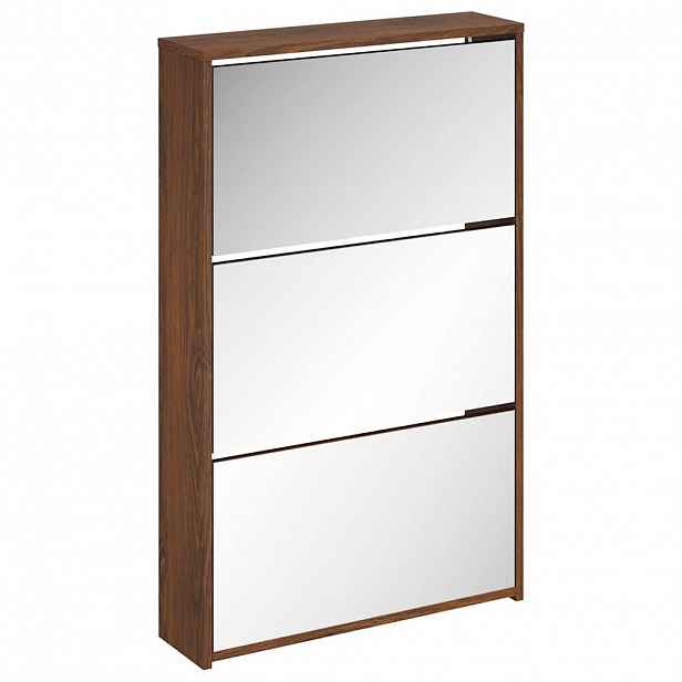 vidaXL Botník se zrcadlem 3patrový hnědý dub 63x17x102,5 cm
