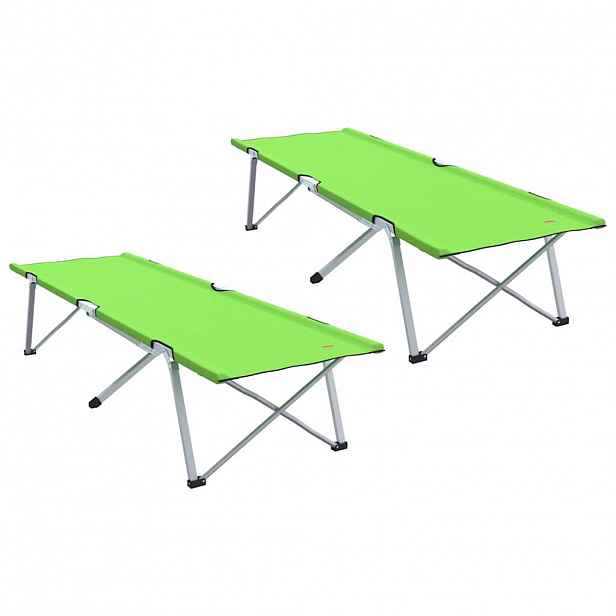 vidaXL Skládací kempingová postel 2 ks Zelená 194 x 62,5 x 42,5 cm