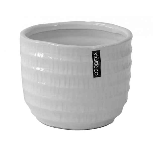 Květináč 17 cm, lesklý bílý