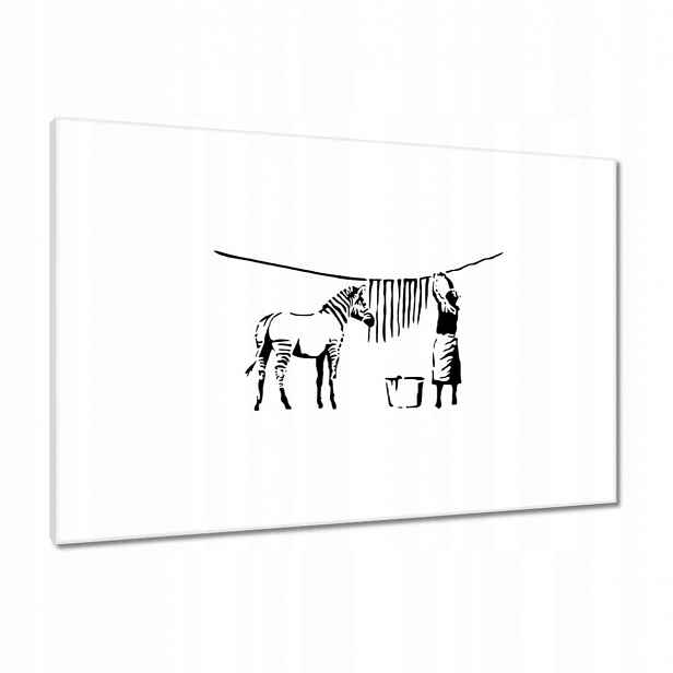 Obrazy 90x60 Praní zebry Banksy Pruhy
