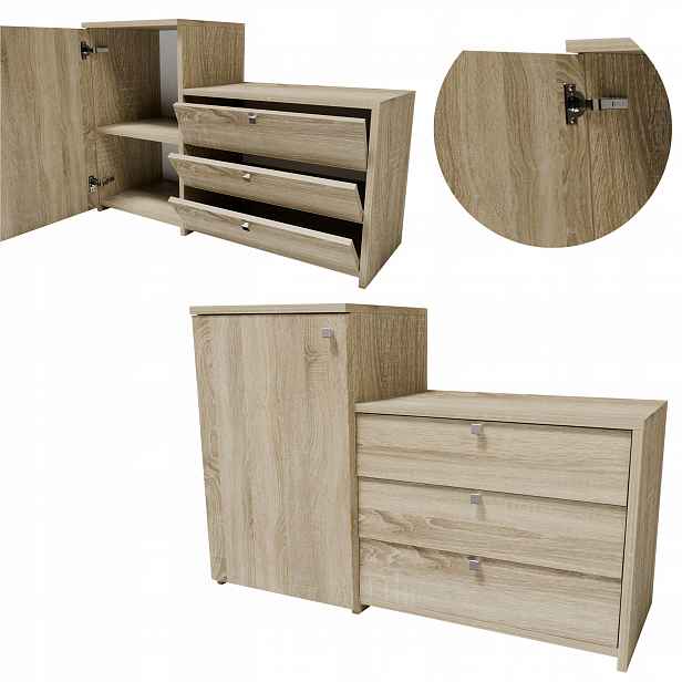 Botník S1699SON sonoma velká šatní skříň komoda na obuv regál skříň