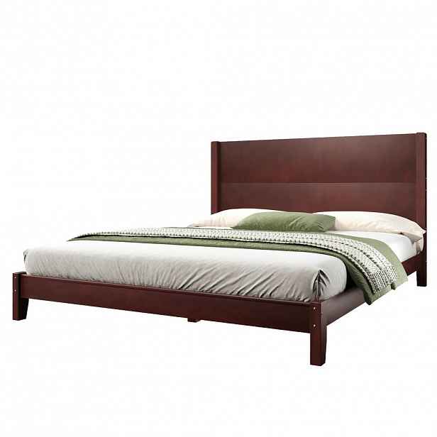 CHICFURN POSTELOVÝ RÁM 160/200 cm v hnědé barvě s čelem a roštem