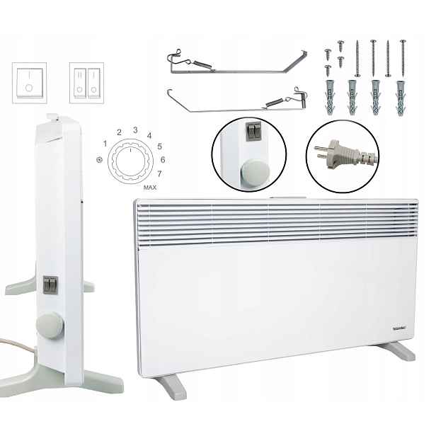 Konvektorový ohřívač s termostatem Nožičky Ohřívač nástěnný 230V EWX-2000W