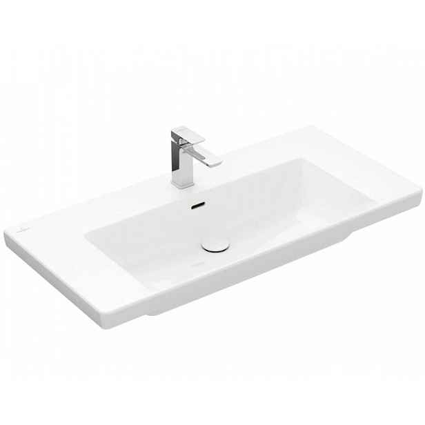 Villeroy & Boch Subway 3.0 - Umyvadlo 100x47 cm, s přepadem, otvor pro baterii, alpská bílá 4A70A501