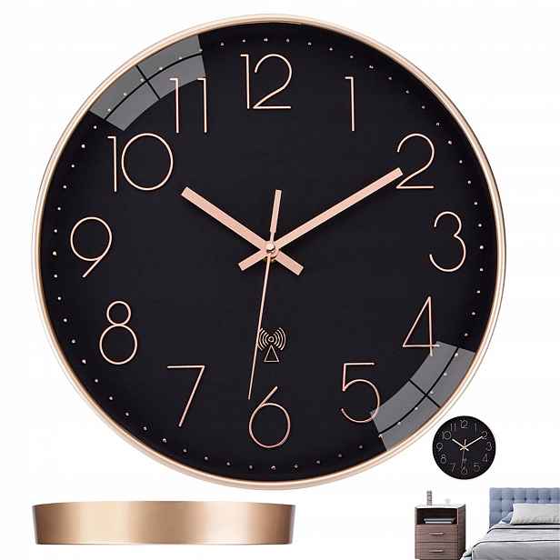 Závěsné hodiny Rádiové Nástěnné hodiny 30 cm Pvc Růžovozlaté Tiché Bez Tykání