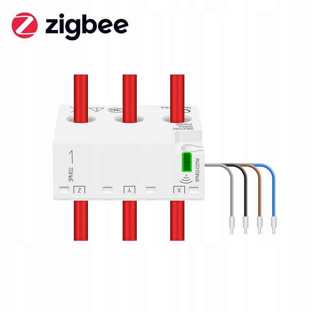 Měřič energie 3-fázový, dva směry, převodovka 63A ZigBee Home Assistant