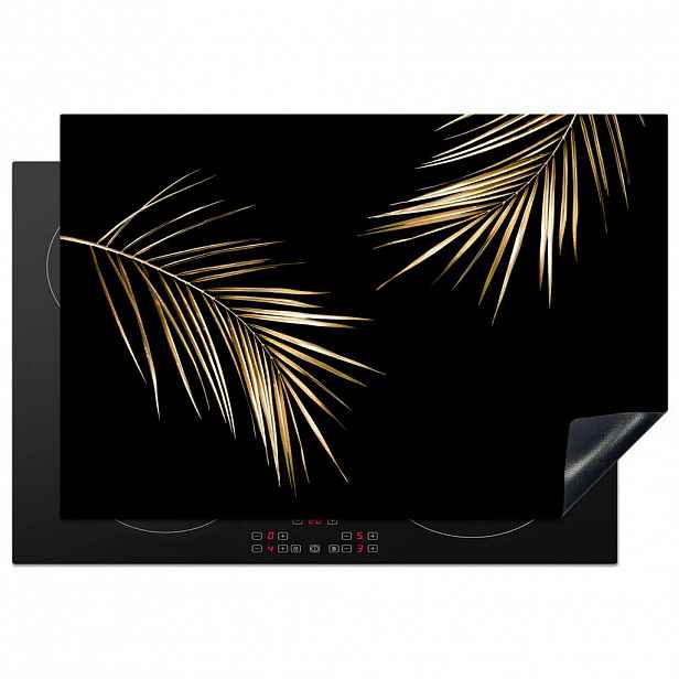 MuchoWow KRYT NA INDUKČNÍ DESKU Listy - Rostliny - Zlato - Černá - Luxusní 76x51.5 cm