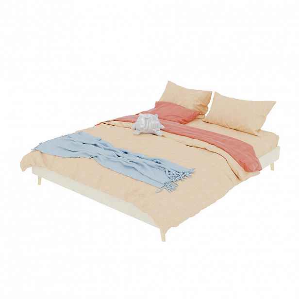 OKWISH POSTEL 160/200 cm béžová z látky a kovu s pevným rámem v moderním stylu