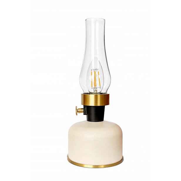 Retro Led Bateriová Petrolejová Lampa Usb C IP44 Nastavitelná Béžová