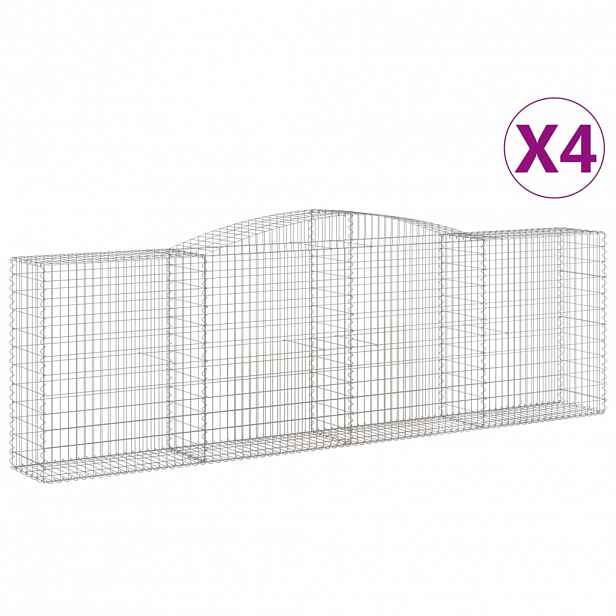 vidaXL Klenuté gabionové koše 4 ks 400x50x120/140cm pozinkované železo