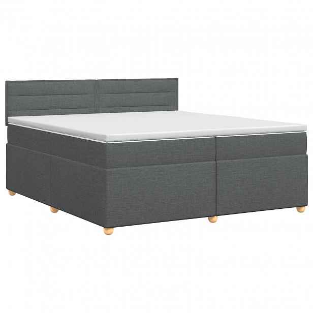 vidaXL Postel boxspring s matrací Tmavě šedá 200 x 200 cm Textil
