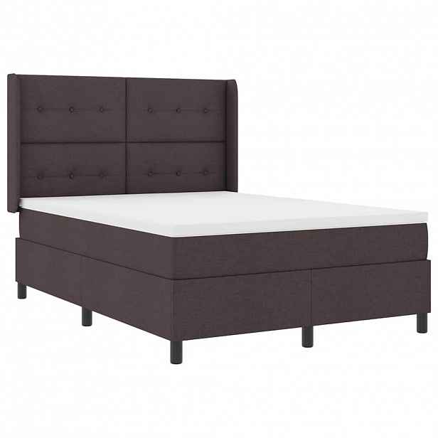 vidaXL LED box pružinová postel s čelo Tmavě hnědá 140 x 190 cm textil